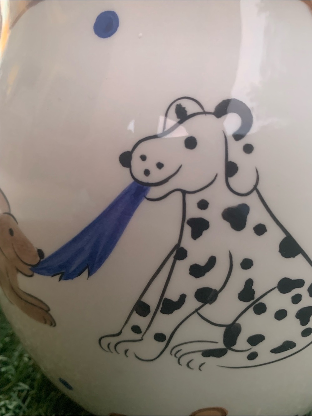 Inspirado Stonelite Dog Treat Jar with Blue Trim and Tan Bone Motifs